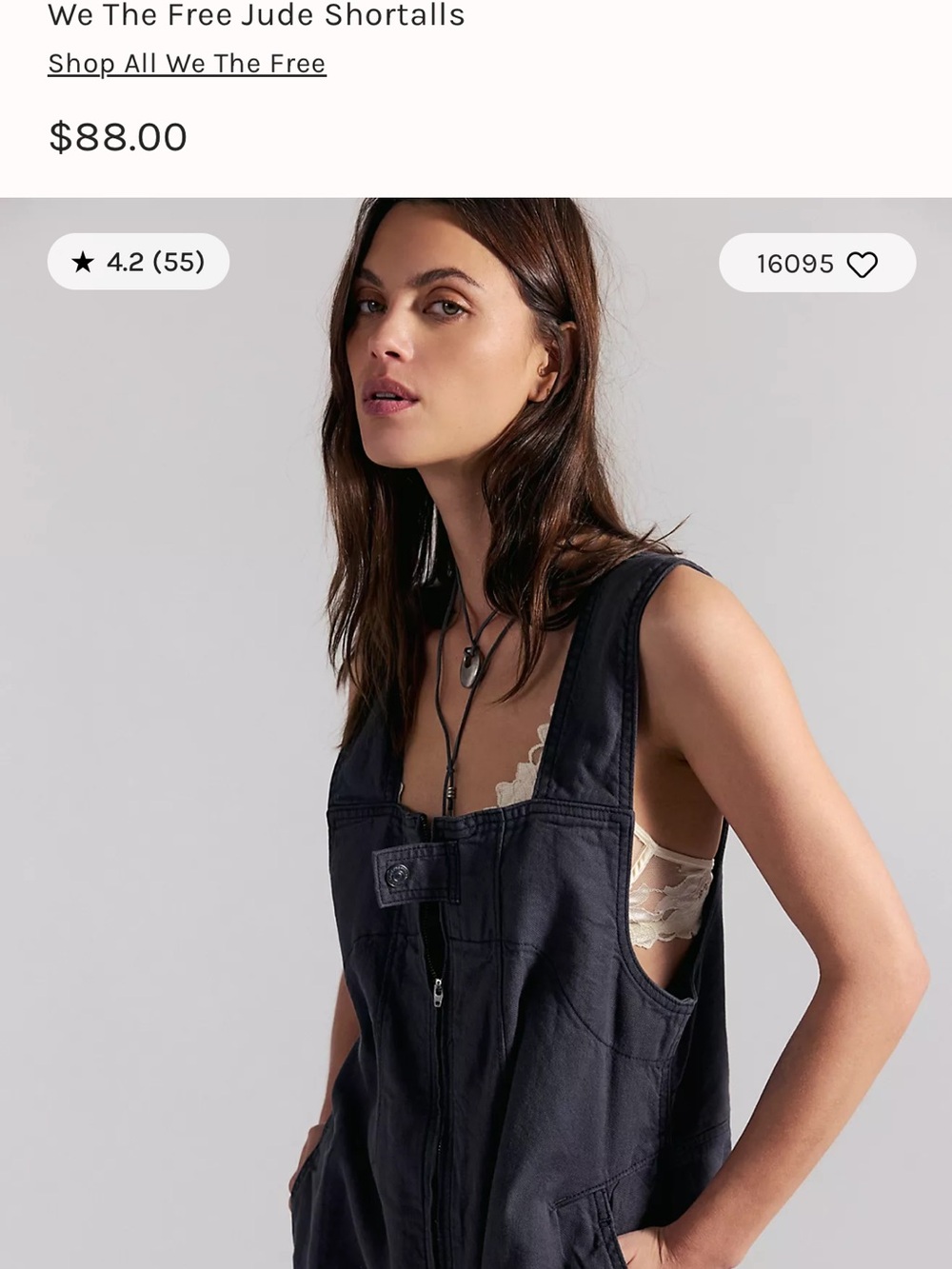 Free People Black Jude Shortalls